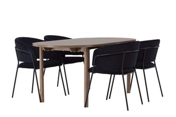 Oval matgrupp Venture Home Svart Natur 4st - Møbler - Bord - Spisegruppe