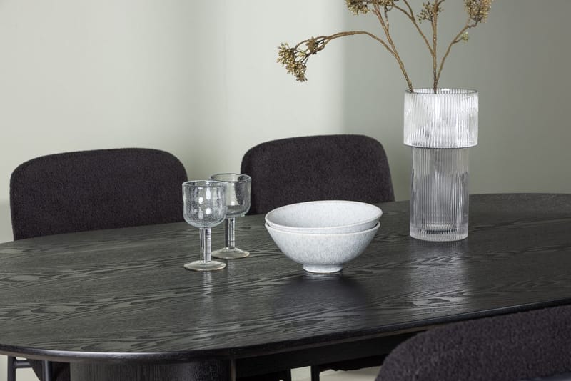 Oval matgrupp Venture Home Svart Svart 4st - Møbler - Bord - Spisegruppe