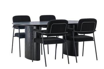 Oval matgrupp Venture Home Svart Svart 4st - Møbler - Bord - Spisegruppe