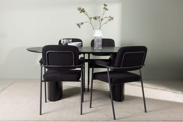 Oval matgrupp Venture Home Svart Svart 4st - Møbler - Bord - Spisegruppe
