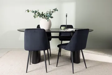 Oval matgrupp Venture Home Svart Svart 4st - Møbler - Bord - Spisegruppe