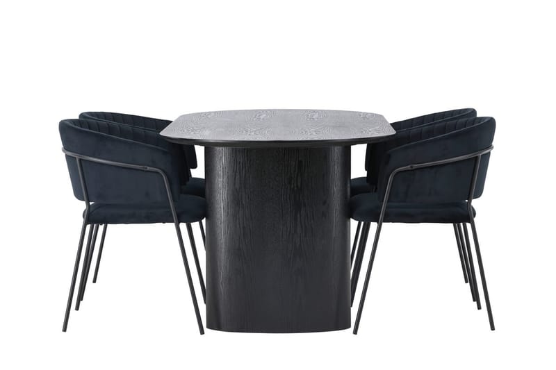 Oval matgrupp Venture Home Svart Svart 4st - Møbler - Bord - Spisegruppe