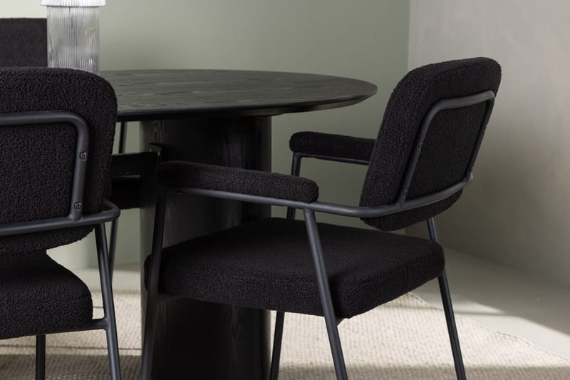 Oval matgrupp Venture Home Svart Svart 4st - Møbler - Bord - Spisegruppe