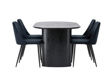 Oval matgrupp Venture Home Svart Svart 4st - Møbler - Bord - Spisegruppe