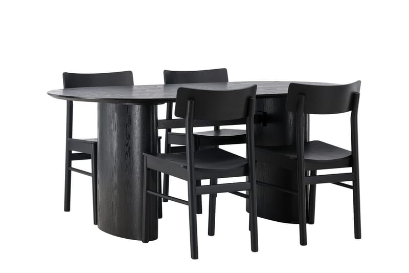 Oval matgrupp Venture Home Svart Svart 4st - Møbler - Bord - Spisegruppe