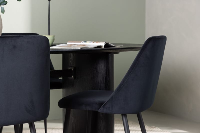 Oval matgrupp Venture Home Svart Svart 4st - Møbler - Bord - Spisegruppe