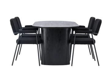Oval matgrupp Venture Home Svart Svart 4st - Møbler - Bord - Spisegruppe