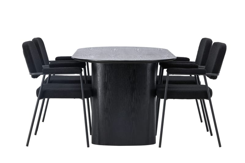 Oval matgrupp Venture Home Svart Svart 4st - Møbler - Bord - Spisegruppe