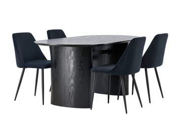Oval matgrupp Venture Home Svart Svart 4st - Møbler - Bord - Spisegruppe