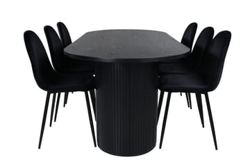Oval matgrupp Venture Home Svart Svart 6st - Møbler - Bord - Spisegruppe