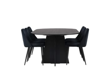 Oval matgrupp Venture Home Svart Svart 6st - Møbler - Bord - Spisegruppe