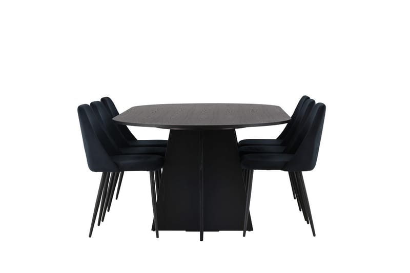 Oval matgrupp Venture Home Svart Svart 6st - Møbler - Bord - Spisegruppe