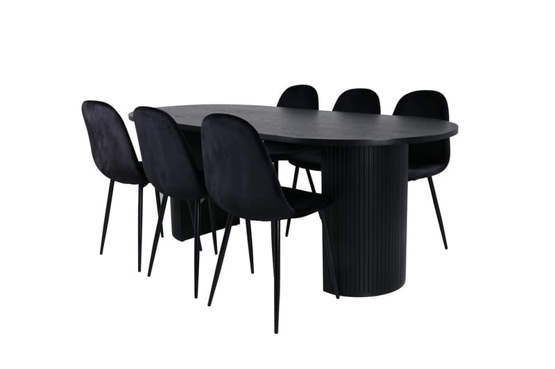 Oval matgrupp Venture Home Svart Svart 6st - Møbler - Bord - Spisegruppe