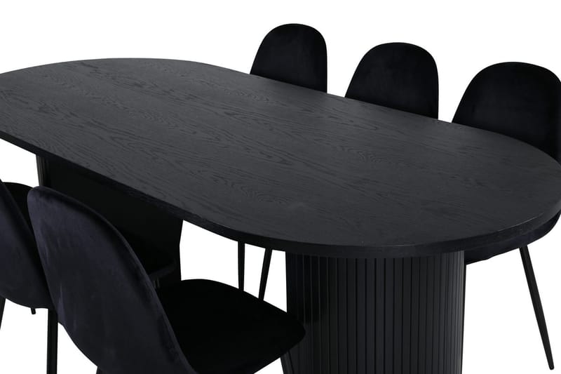 Oval matgrupp Venture Home Svart Svart 6st - Møbler - Bord - Spisegruppe