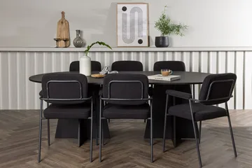 Oval matgrupp Venture Home Svart Svart 6st - Møbler - Bord - Spisegruppe