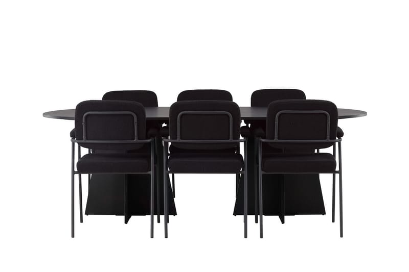 Oval matgrupp Venture Home Svart Svart 6st - Møbler - Bord - Spisegruppe