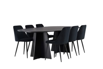 Oval matgrupp Venture Home Svart Svart 6st - Møbler - Bord - Spisegruppe