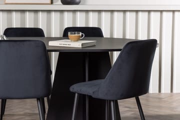 Oval matgrupp Venture Home Svart Svart 6st - Møbler - Bord - Spisegruppe