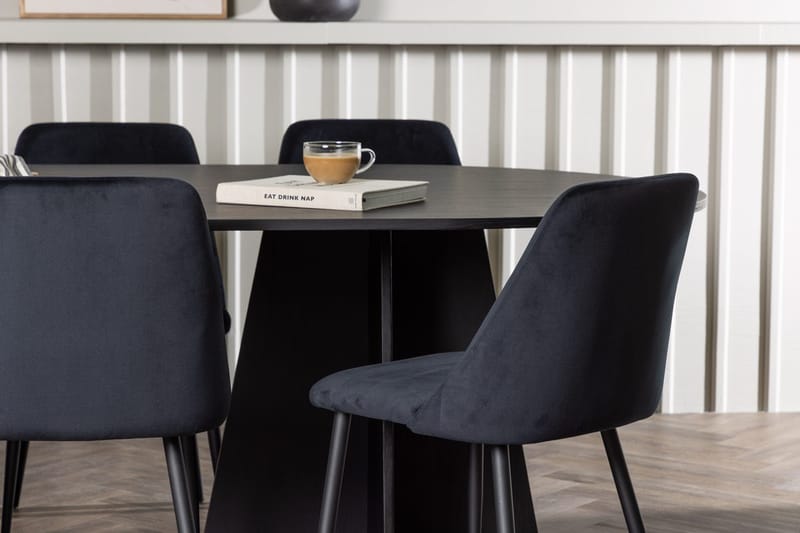 Oval matgrupp Venture Home Svart Svart 6st - Møbler - Bord - Spisegruppe