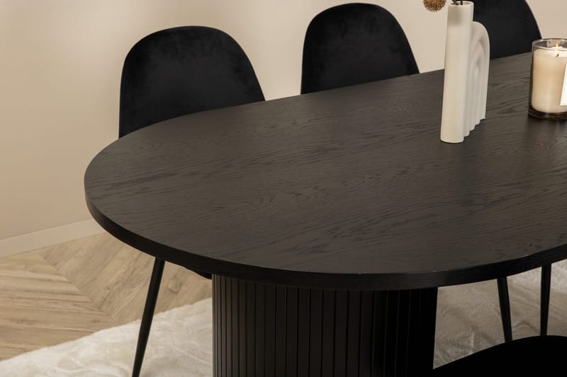 Oval matgrupp Venture Home Svart Svart 6st - Møbler - Bord - Spisegruppe