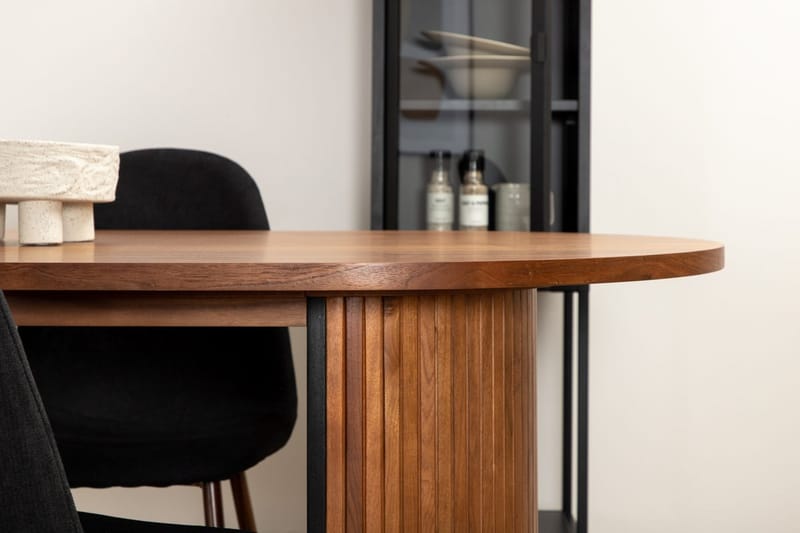 Oval matgrupp Venture Home Svart Valnöt 6st - Møbler - Bord - Spisegruppe