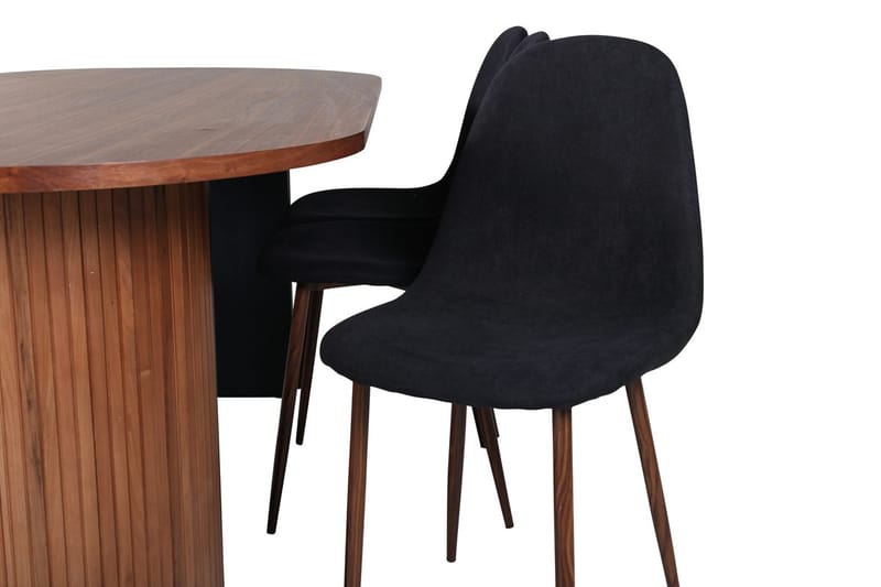 Oval matgrupp Venture Home Svart Valnöt 6st - Møbler - Bord - Spisegruppe
