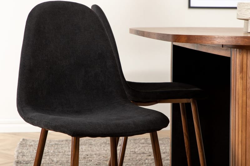 Oval matgrupp Venture Home Svart Valnöt 6st - Møbler - Bord - Spisegruppe