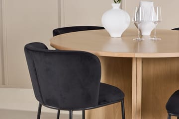 Oval matgrupp Venture Home Svart Vitputsad 4st - Møbler - Bord - Spisegruppe