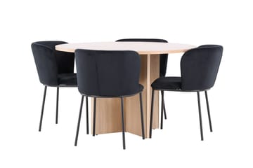Oval matgrupp Venture Home Svart Vitputsad 4st - Møbler - Bord - Spisegruppe