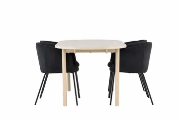 Oval matgrupp Venture Home Svart Vitputsad 4st - Møbler - Bord - Spisegruppe