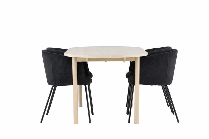 Oval matgrupp Venture Home Svart Vitputsad 4st - Møbler - Bord - Spisegruppe