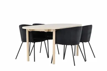 Oval matgrupp Venture Home Svart Vitputsad 4st - Møbler - Bord - Spisegruppe