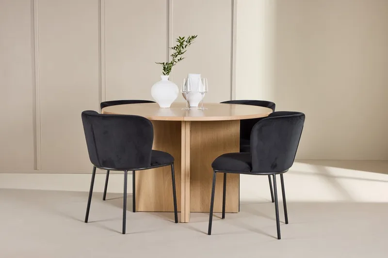 Oval matgrupp Venture Home Svart Vitputsad 4st