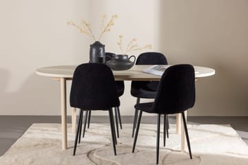 Oval matgrupp Venture Home Svart Vitputsad 4st - Møbler - Bord - Spisegruppe
