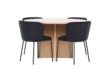 Oval matgrupp Venture Home Svart Vitputsad 4st - Møbler - Bord - Spisegruppe