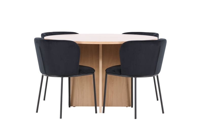 Oval matgrupp Venture Home Svart Vitputsad 4st - Møbler - Bord - Spisegruppe