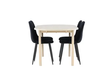 Oval matgrupp Venture Home Svart Vitputsad 4st - Møbler - Bord - Spisegruppe