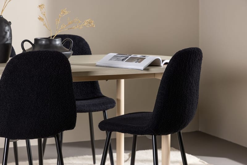 Oval matgrupp Venture Home Svart Vitputsad 4st - Møbler - Bord - Spisegruppe