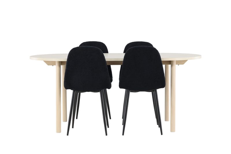 Oval matgrupp Venture Home Svart Vitputsad 4st - Møbler - Bord - Spisegruppe