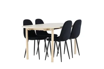 Oval matgrupp Venture Home Svart Vitputsad 4st - Møbler - Bord - Spisegruppe