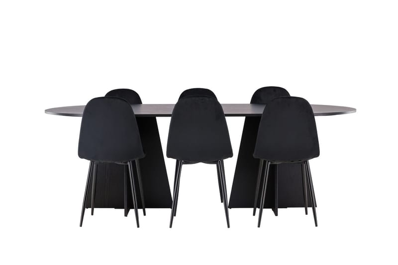 Oval matgrupp Venture Home Svart - Møbler - Bord - Spisegruppe