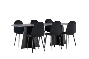 Oval matgrupp Venture Home Svart - Møbler - Bord - Spisegruppe