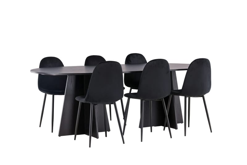 Oval matgrupp Venture Home Svart - Møbler - Bord - Spisegruppe