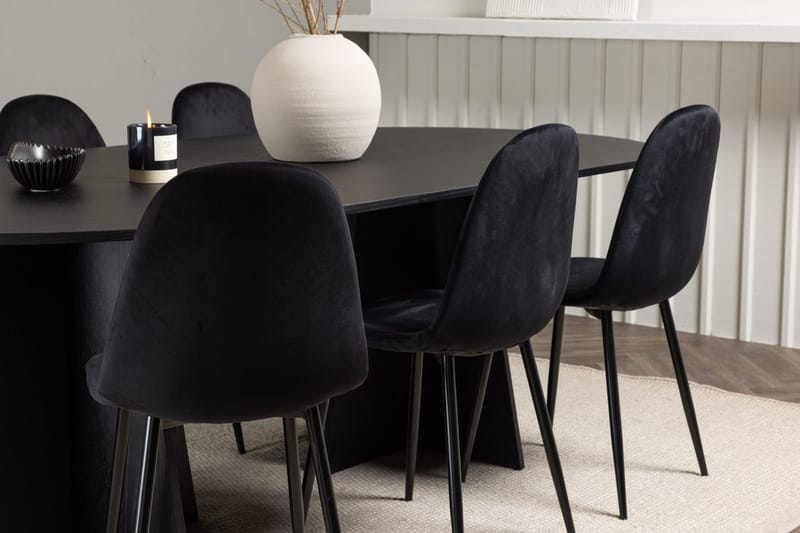 Oval matgrupp Venture Home Svart - Møbler - Bord - Spisegruppe