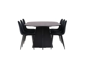 Oval matgrupp Venture Home Svart - Møbler - Bord - Spisegruppe