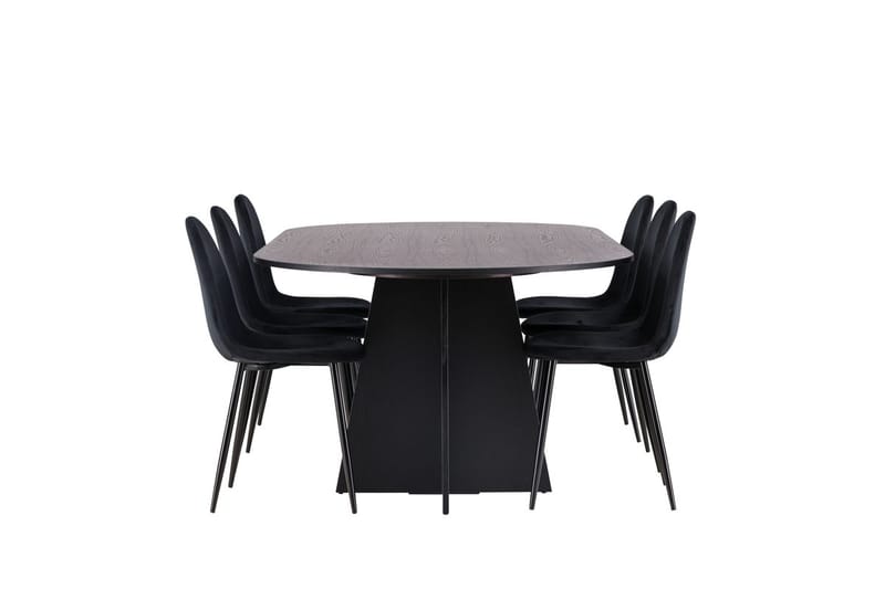 Oval matgrupp Venture Home Svart - Møbler - Bord - Spisegruppe