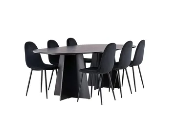 Oval matgrupp Venture Home Svart - Møbler - Bord - Spisegruppe