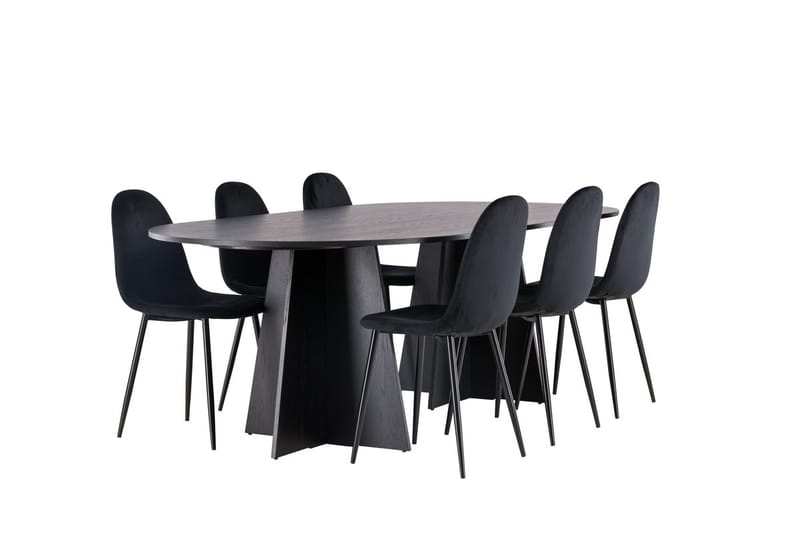 Oval matgrupp Venture Home Svart - Møbler - Bord - Spisegruppe