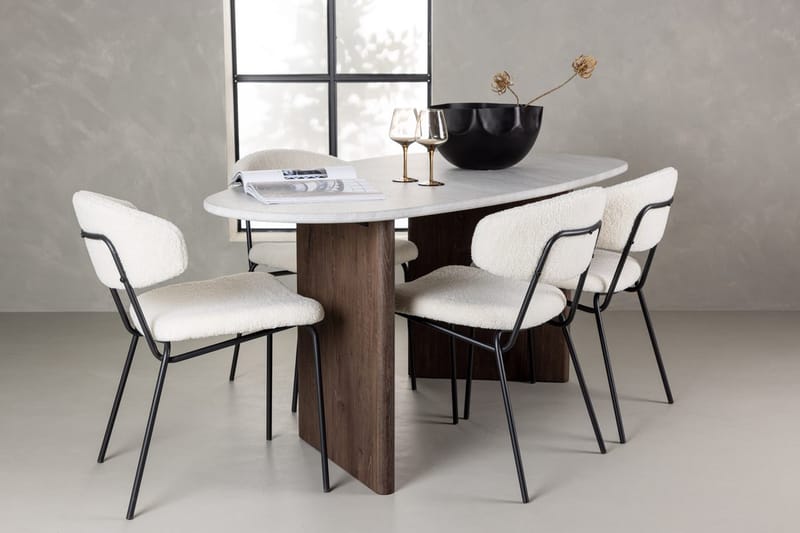 Oval matgrupp Venture Home Vit Ljusgrå 4st