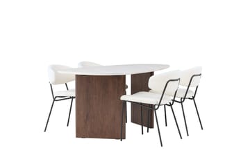 Oval matgrupp Venture Home Vit Ljusgrå 4st - Møbler - Bord - Spisegruppe